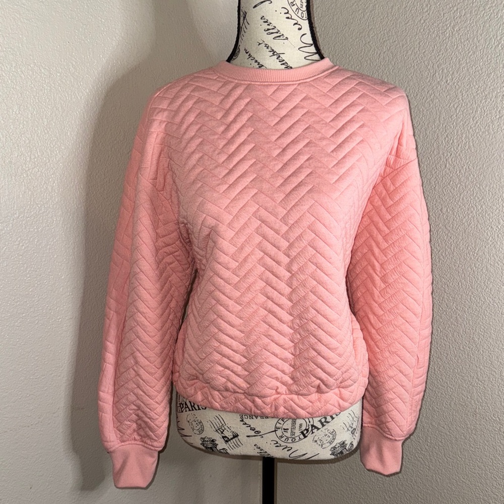a new day Pink Quilted Crew Neck Sweater